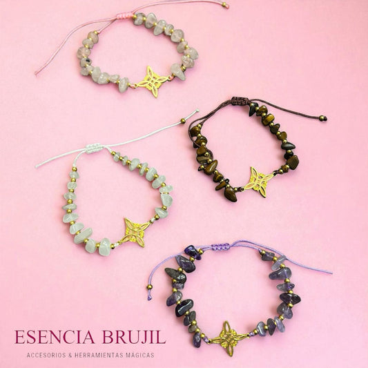 Pulsera nudo de bruja con cuarzo